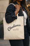 Tote Bag — "Obedience Over Sacrifice" Cotton Canvas Tote